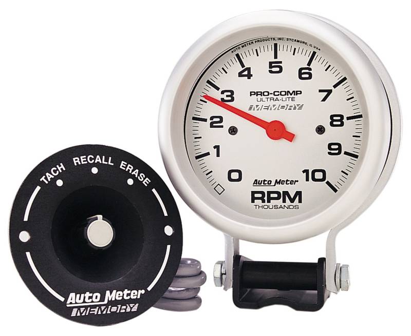 AutoMeter - AutoMeter GAUGE, TACHOMETER, 3 3/4" , 10K RPM, PEDESTAL W/ PEAK MEMORY, ULTRA-LITE 6604