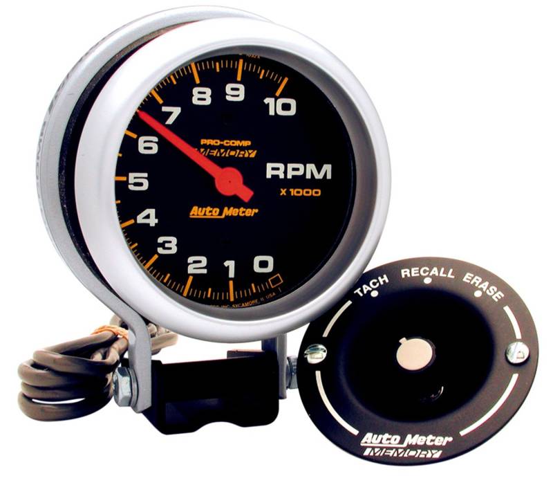 AutoMeter - AutoMeter GAUGE, TACHOMETER, 3 3/4" , 10K RPM, PEDESTAL W/PEAK MEMORY, PRO-COMP 6601