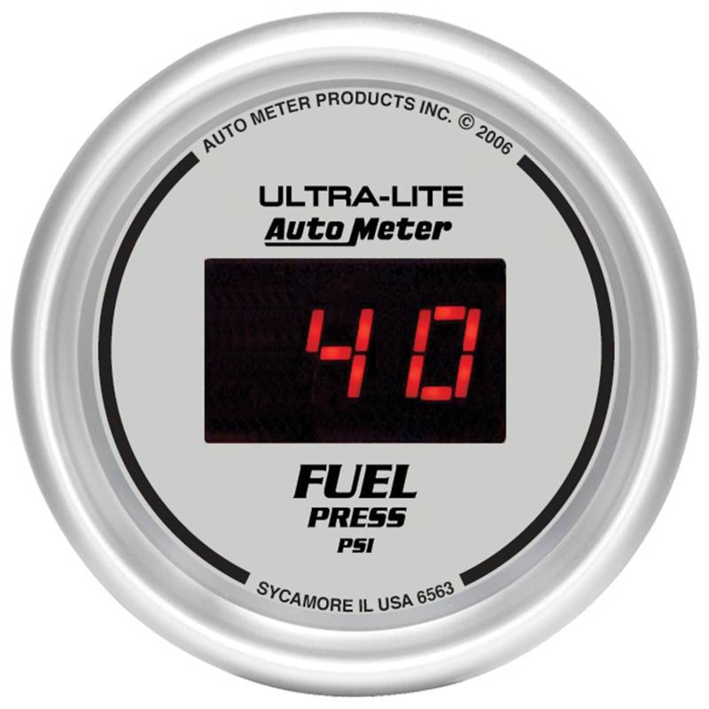 AutoMeter - AutoMeter GAUGE, FUEL PRESSURE, 2 1/16" , 100PSI, DIGITAL, SILVER DIAL W/ RED LED 6563