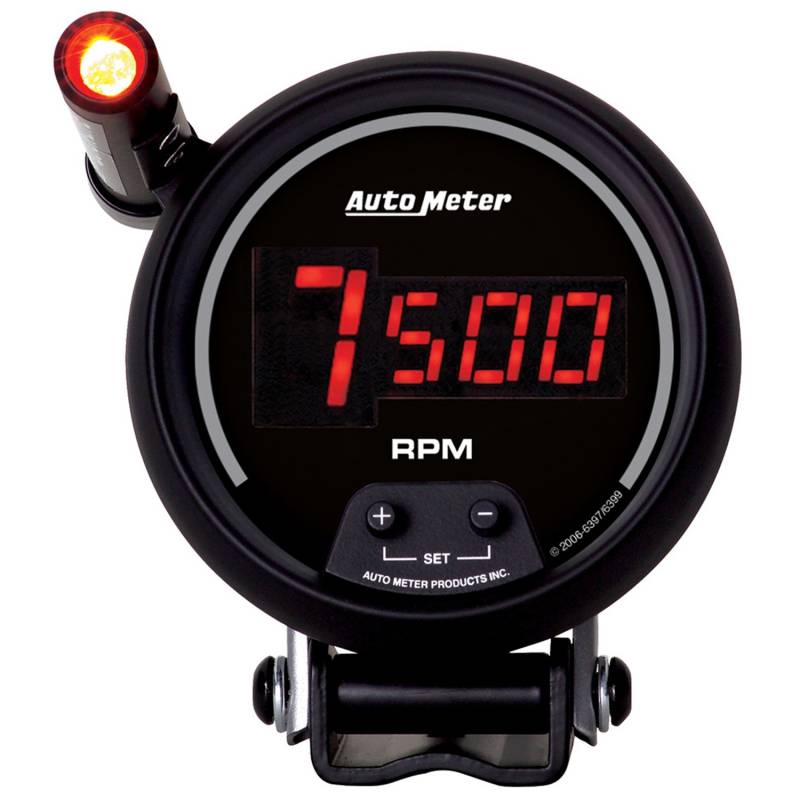 AutoMeter - AutoMeter GAUGE, TACH, 3 3/4" , 10K RPM, PEDESTAL W/ QUICK-LITE, DIGITAL, BLK W/ RED LED 6399