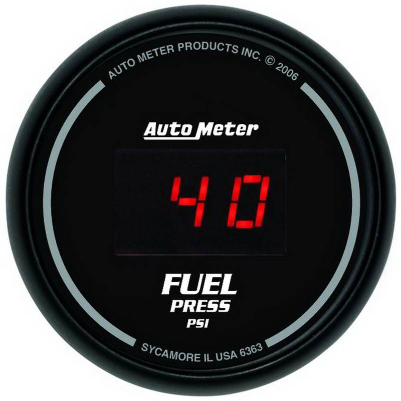 AutoMeter - AutoMeter GAUGE, FUEL PRESSURE, 2 1/16" , 100PSI, DIGITAL, BLACK DIAL W/ RED LED 6363