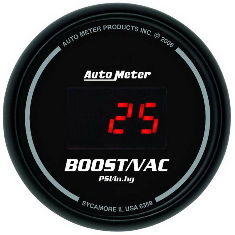 AutoMeter - AutoMeter GAUGE, VAC/BOOST, 2 1/16" , 30INHG-30PSI, DIGITAL, BLACK DIAL W/ RED LED 6359