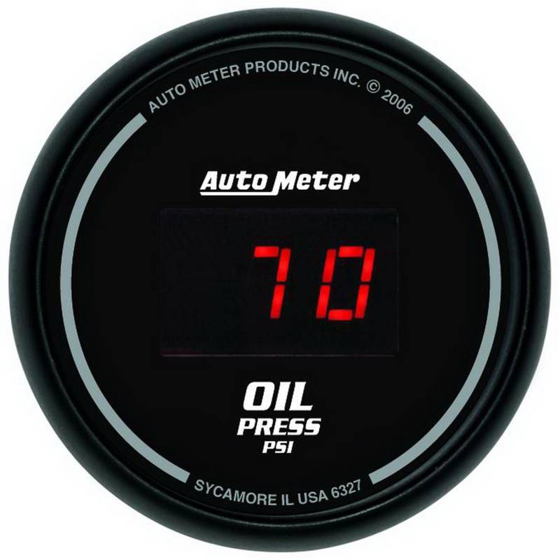 AutoMeter - AutoMeter GAUGE, OIL PRESSURE, 2 1/16" , 100PSI, DIGITAL, BLACK DIAL W/ RED LED 6327