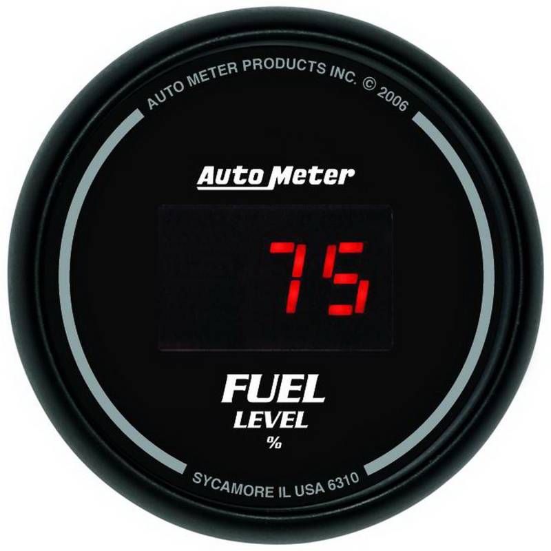 AutoMeter - AutoMeter GAUGE, FUEL LEVEL, 2 1/16" , 0-280O PROGRAM., DIGITAL, BLACK DIAL W/ RED LED 6310