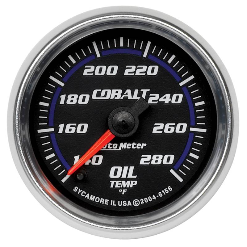 AutoMeter - AutoMeter GAUGE, OIL TEMP, 2 1/16" , 140-280 Degrees F, DIGITAL STEPPER MOTOR, COBALT 6156