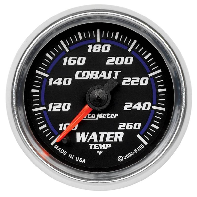 AutoMeter - AutoMeter GAUGE, WATER TEMP, 2 1/16" , 100-260 Degrees F, DIGITAL STEPPER MOTOR, COBALT 6155