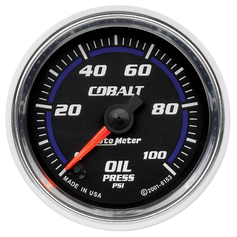 AutoMeter - AutoMeter GAUGE, OIL PRESSURE, 2 1/16" , 100PSI, DIGITAL STEPPER MOTOR, COBALT 6153