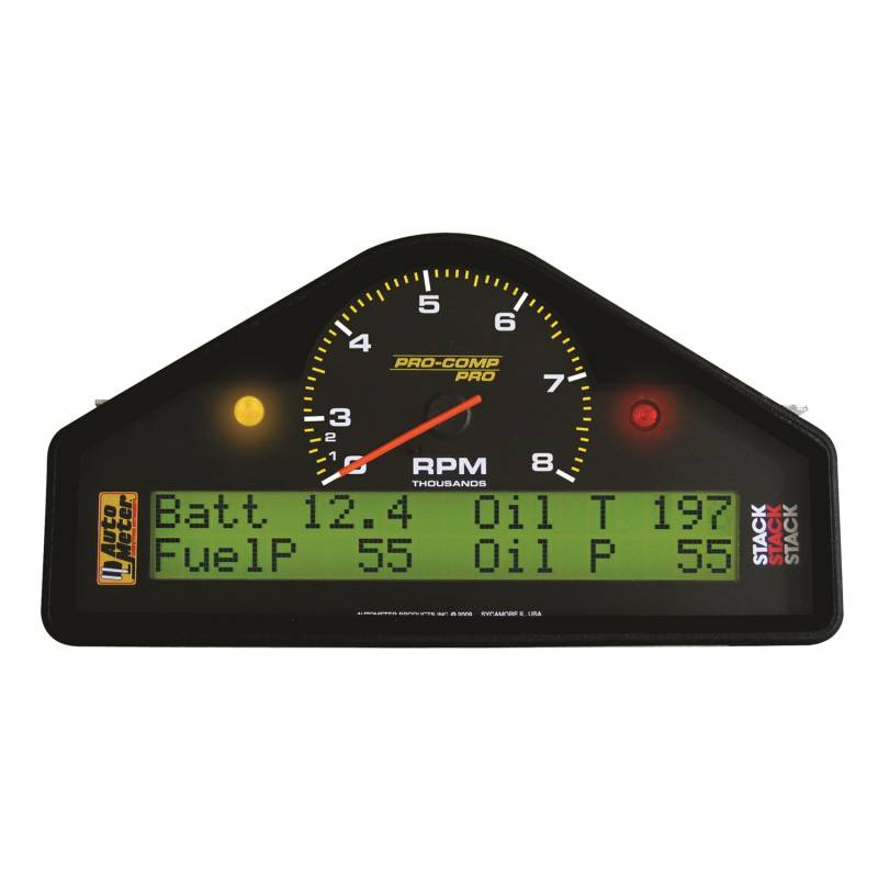 AutoMeter - AutoMeter RACE DASH DISPLAY, 8K DUAL RANGE RPM/MPH/FUELP/OILP/OILT/WTMP/VOLT, PRO-COMP 6012