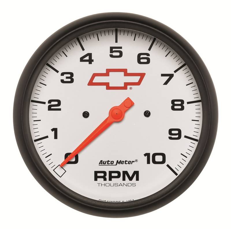 AutoMeter - AutoMeter GAUGE, TACHOMETER, 5" , 10K RPM, IN-DASH, GM BOWTIE WHITE 5898-00406