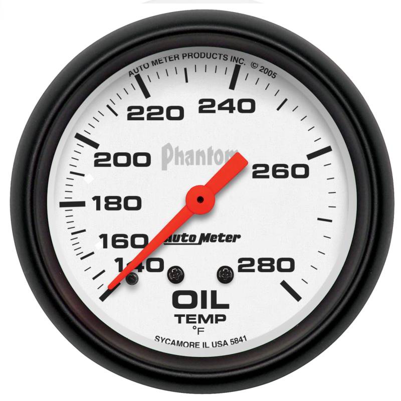 AutoMeter - AutoMeter GAUGE, OIL TEMP, 2 5/8" , 140-280 Degrees F, MECHANICAL, PHANTOM 5841