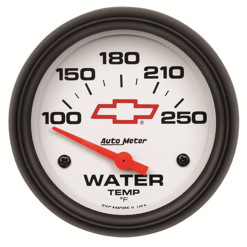 AutoMeter - AutoMeter GAUGE, WATER TEMP, 2 5/8" , 100-250 Degrees F, ELECTRIC, GM BOWTIE WHITE 5837-00406