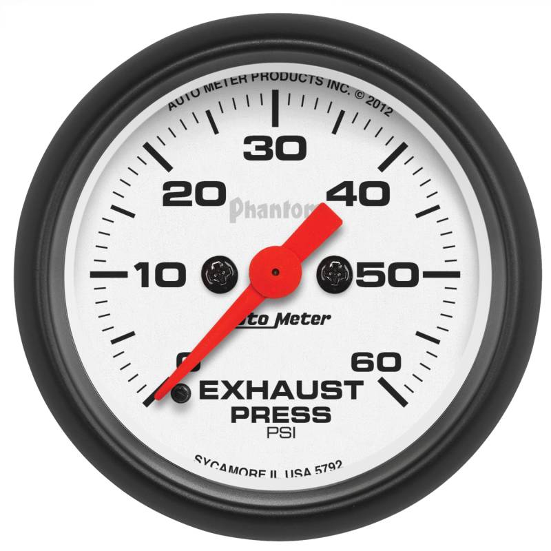 AutoMeter - AutoMeter GAUGE, EXHAUST PRESS, 2 1/16" , 60PSI, DIGITAL STEPPER MOTOR, PHANTOM 5792