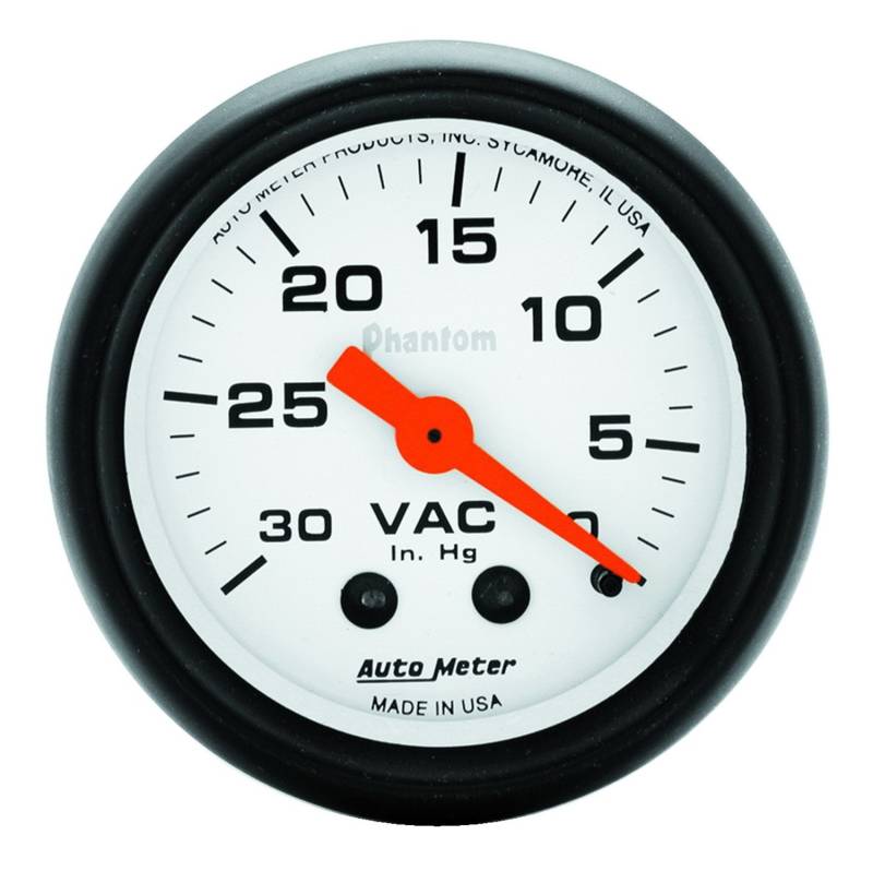 AutoMeter - AutoMeter GAUGE, VACUUM, 2 1/16" , 30INHG, MECHANICAL, PHANTOM 5784