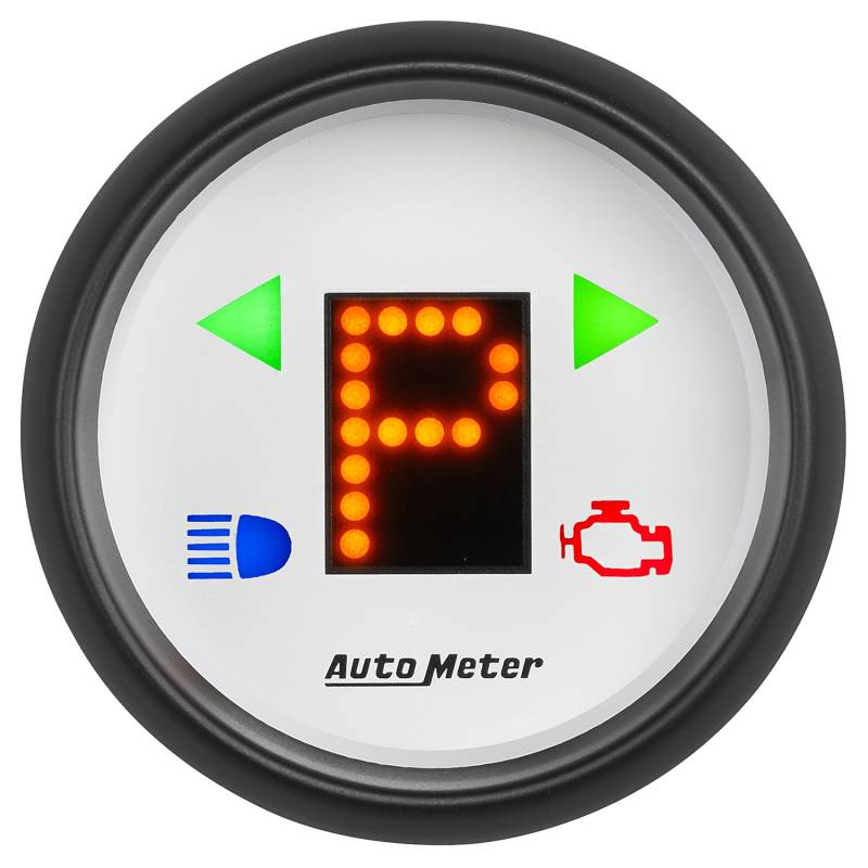 AutoMeter - AutoMeter GAUGE, GEAR POS, 2 1/16" , INCL INDICATORS, WHITE DIAL, RED LED, BLACK BEZEL 5759