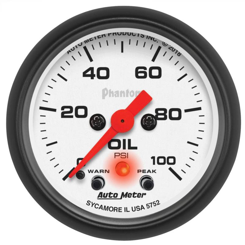 AutoMeter - AutoMeter GAUGE,OIL PRESS,2 1/16",100PSI,DIGITAL STEPPER MOTOR W/PK & WRN,PHANTOM 5752