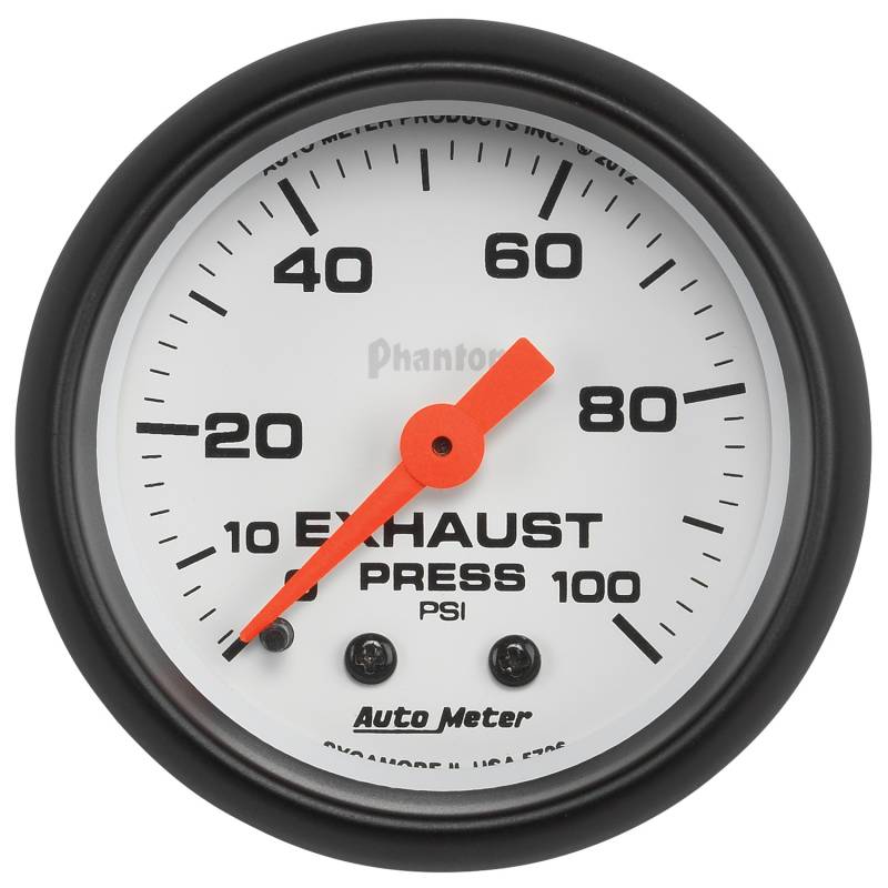 AutoMeter - AutoMeter GAUGE, EXHAUST PRESS, 2 1/16" , 100PSI, MECHANICAL, PHANTOM 5726