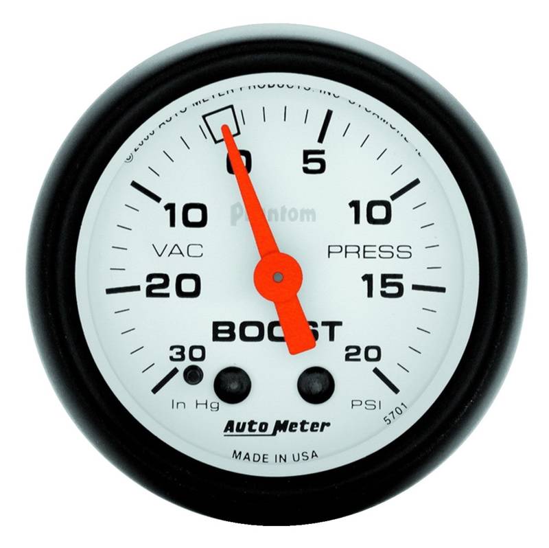 AutoMeter - AutoMeter GAUGE, VAC/BOOST, 2 1/16" , 30INHG-20PSI, MECHANICAL, PHANTOM 5701