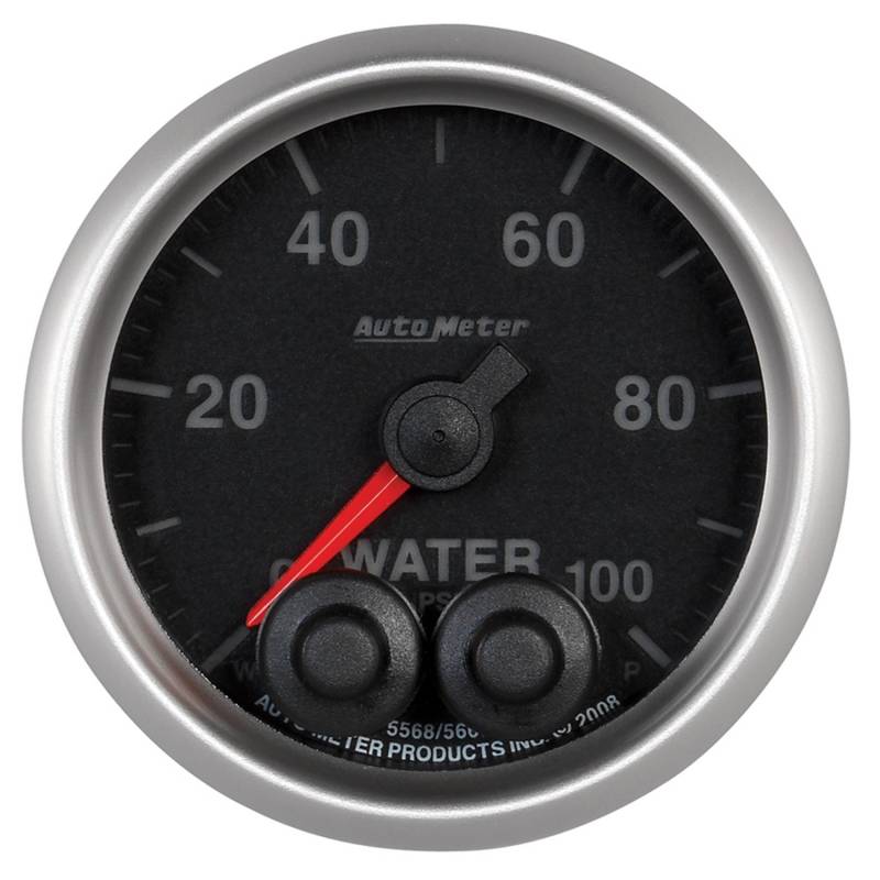 AutoMeter - AutoMeter GAUGE, WATER PRESS, 2 1/16" , 100PSI, STEPPER MOTOR W/PEAK & WARN, ELITE 5668