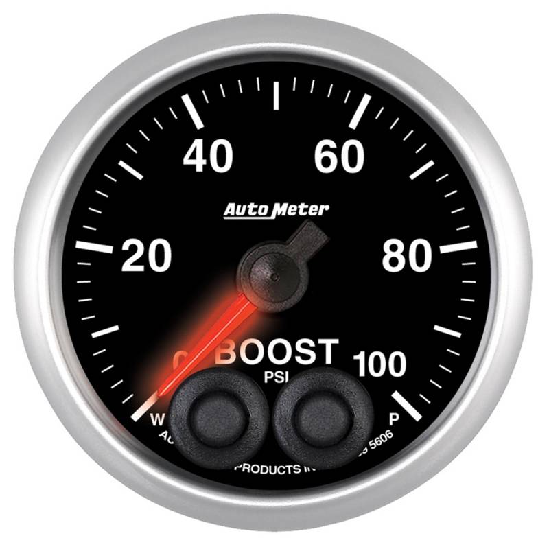 AutoMeter - AutoMeter GAUGE, BOOST, 2 1/16" , 100PSI, DIGITAL STEPPER MOTOR W/PEAK & WARN, ELITE 5606