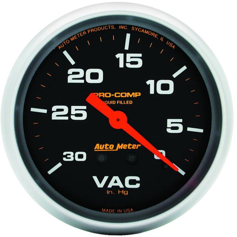 AutoMeter - AutoMeter GAUGE, VACUUM, 2 5/8" , 30INHG, LIQUID FILLED MECH, PRO-COMP 5484