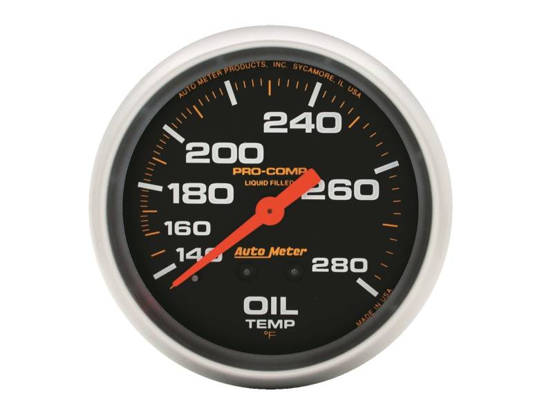 AutoMeter - AutoMeter GAUGE, OIL TEMP, 2 5/8" , 140-280 Degrees F, LIQUID FILLED MECH, 12FT., PRO-COMP 5443