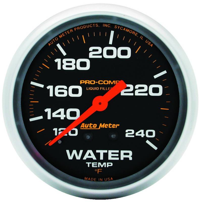 AutoMeter - AutoMeter GAUGE, WATER TEMP, 2 5/8" , 120-240 Degrees F, LIQUID FILLED MECH, PRO-COMP 5432