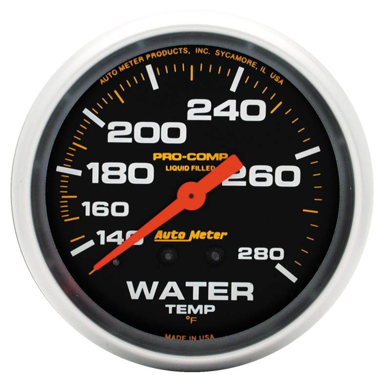 AutoMeter - AutoMeter GAUGE, WATER TEMP, 2 5/8" , 140-280 Degrees F, LIQUID FILLED MECH, PRO-COMP 5431