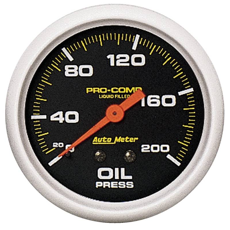 AutoMeter - AutoMeter GAUGE, OIL PRESS, 2 5/8" , 200PSI, LIQUID FILLED MECH, PRO-COMP 5422