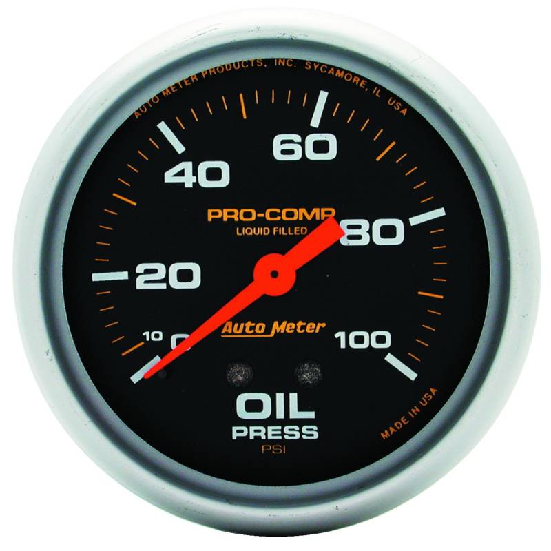 AutoMeter - AutoMeter GAUGE, OIL PRESS, 2 5/8" , 100PSI, LIQUID FILLED MECH, PRO-COMP 5421