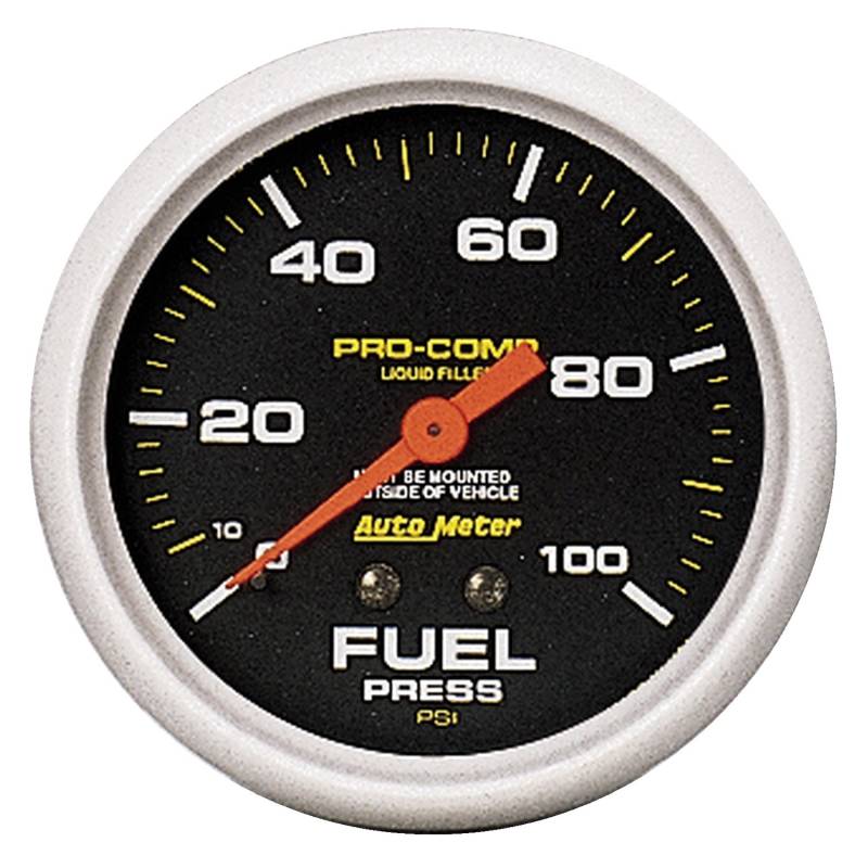 AutoMeter - AutoMeter GAUGE, FUEL PRESS, 2 5/8" , 100PSI, LIQUID FILLED MECH, PRO-COMP 5412