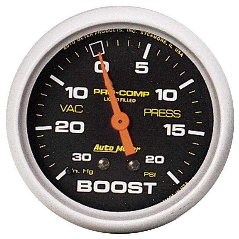 AutoMeter - AutoMeter GAUGE, VAC/BOOST, 2 5/8" , 30INHG-20PSI, LIQUID FILLED MECH, PRO-COMP 5401