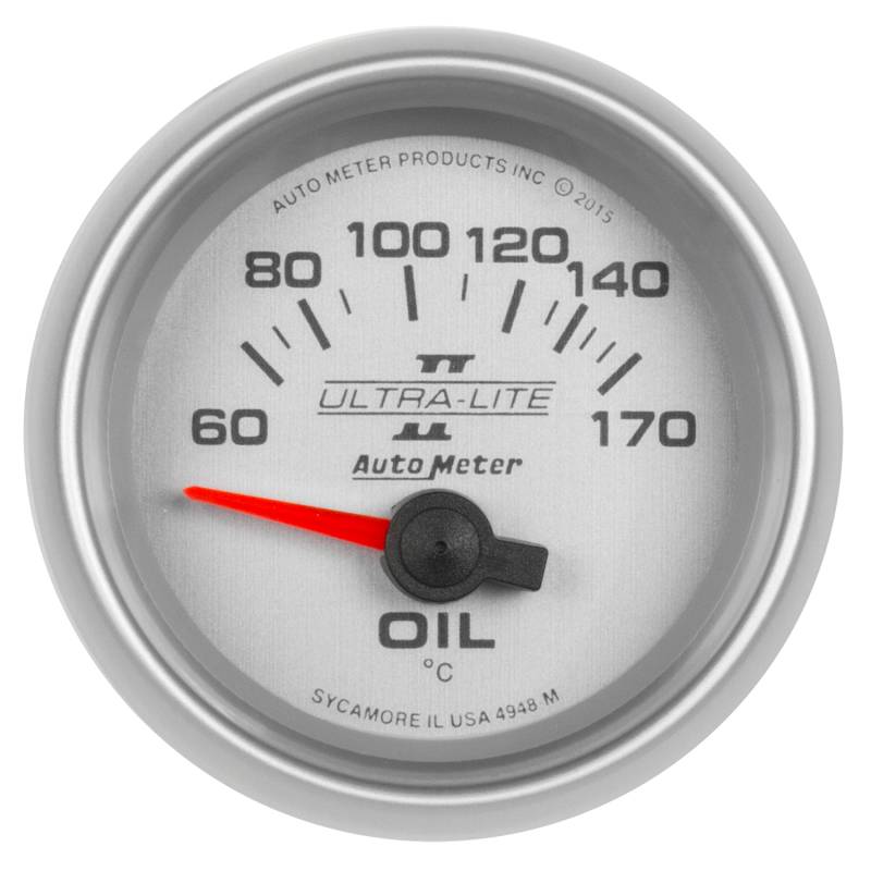 AutoMeter - AutoMeter GAUGE, OIL TEMP, 2 1/16" , 60-170 Degrees F, ELECTRIC, ULTRA-LITE II 4948-M