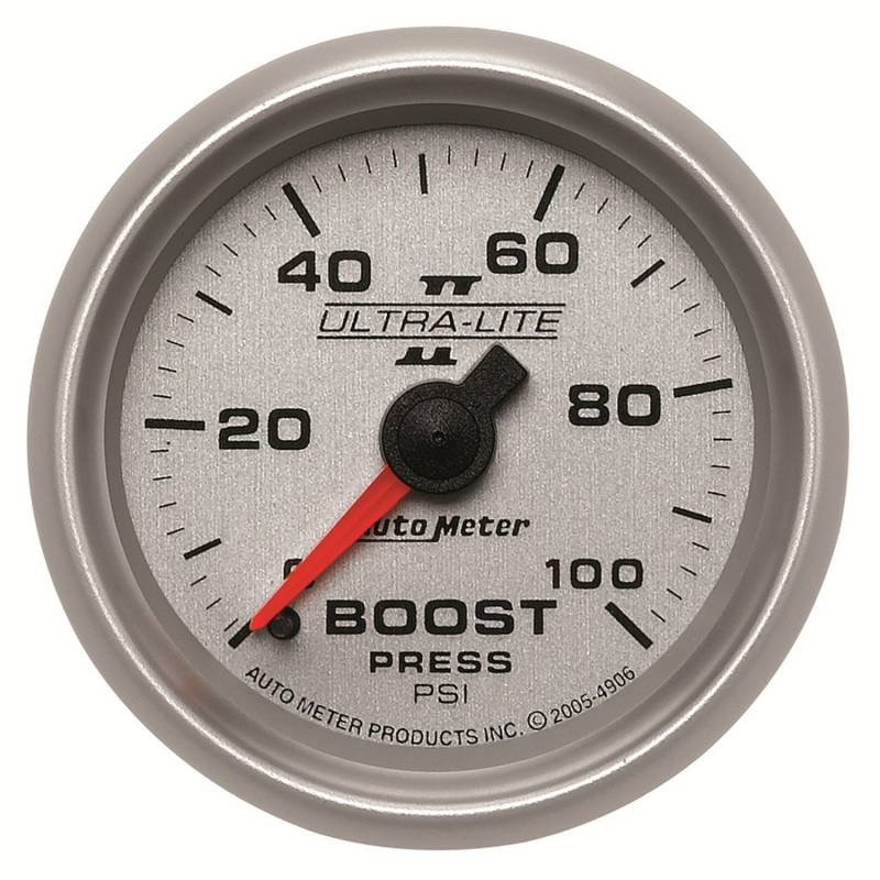 AutoMeter - AutoMeter GAUGE, BOOST, 2 1/16" , 100PSI, MECHANICAL, ULTRA-LITE II 4906