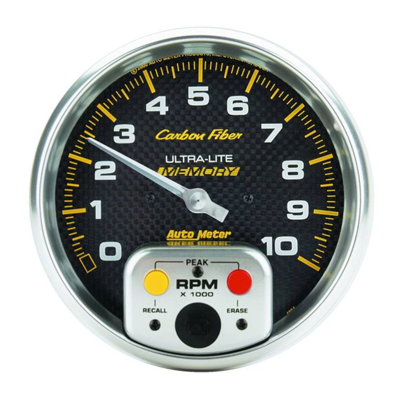 AutoMeter - AutoMeter GAUGE, TACHOMETER, 5" , 10K RPM, IN-DASH W/ PEAK MEMORY, CARBON FIBER 4894