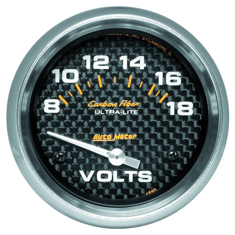 AutoMeter - AutoMeter GAUGE, VOLTMETER, 2 5/8" , 18V, ELECTRIC, CARBON FIBER 4891