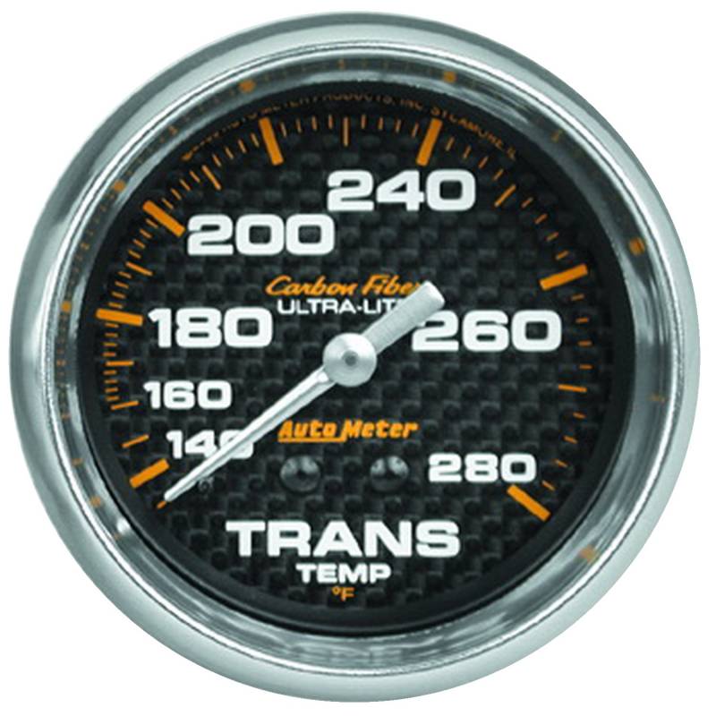 AutoMeter - AutoMeter GAUGE, TRANSMISSION TEMP, 2 5/8" , 140-280 Degrees F, MECHANICAL, CARBON FIBER 4851