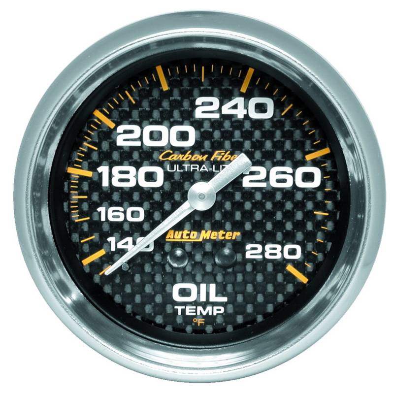 AutoMeter - AutoMeter GAUGE, OIL TEMP, 2 5/8" , 140-280 Degrees F, MECHANICAL, CARBON FIBER 4841