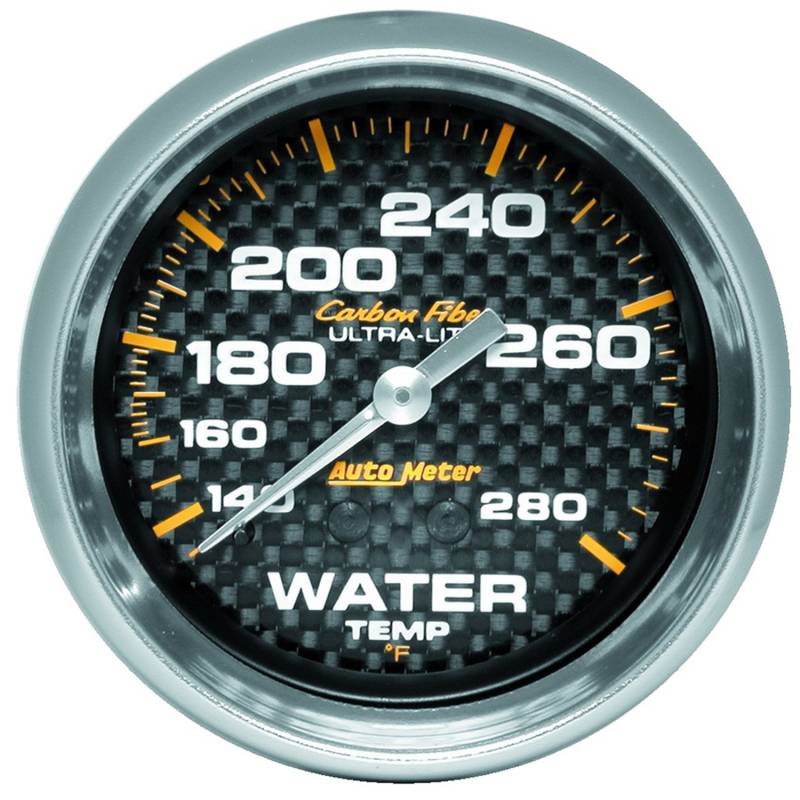 AutoMeter - AutoMeter GAUGE, WATER TEMP, 2 5/8" , 140-280 Degrees F, MECHANICAL, CARBON FIBER 4831