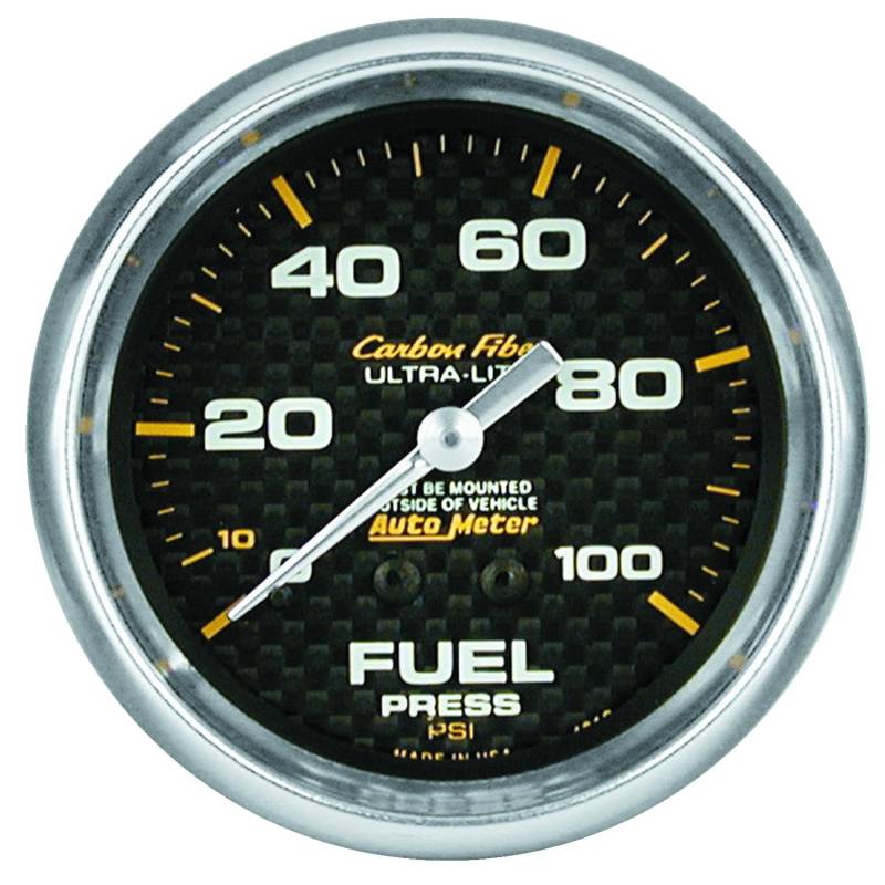 AutoMeter - AutoMeter GAUGE, FUEL PRESSURE, 2 5/8" , 100PSI, MECHANICAL, CARBON FIBER 4812