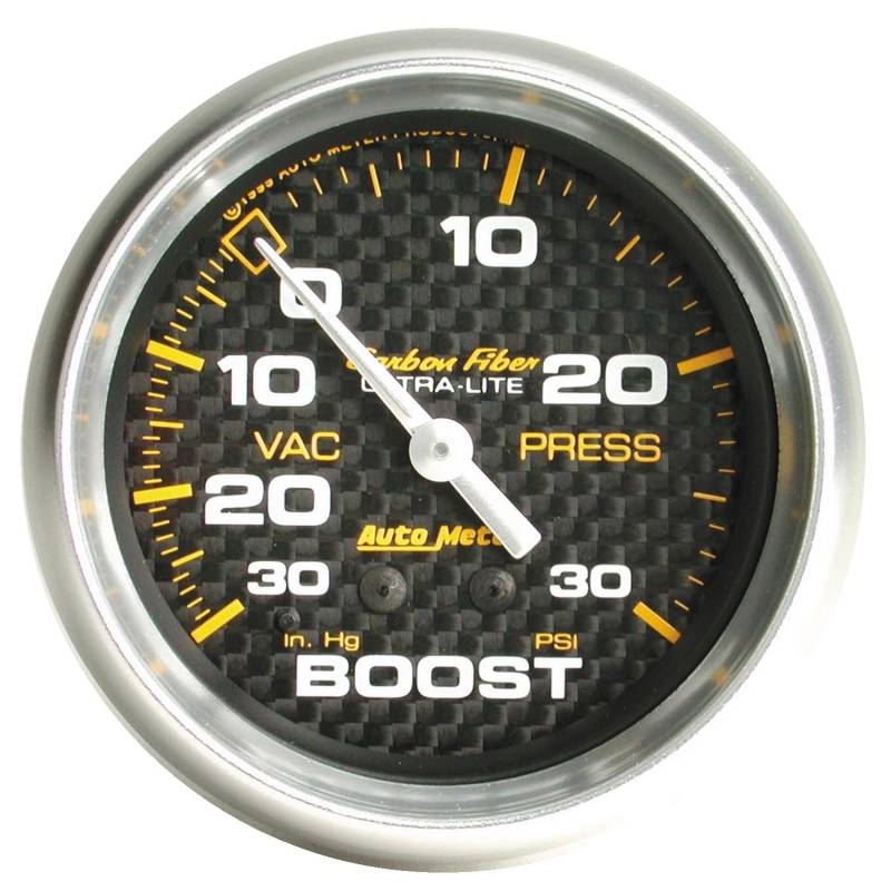 AutoMeter - AutoMeter GAUGE, VAC/BOOST, 2 5/8" , 30INHG-30PSI, MECHANICAL, CARBON FIBER 4803