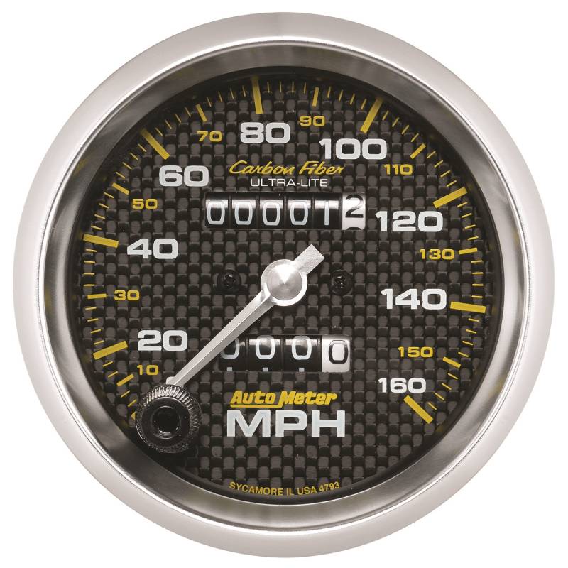 AutoMeter - AutoMeter GAUGE, SPEEDOMETER, 3 3/8" , 160MPH, MECHANICAL, CARBON FIBER 4793