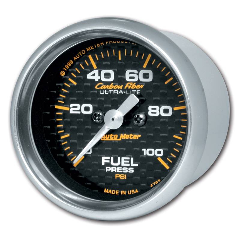 AutoMeter - AutoMeter GAUGE, FUEL PRESSURE, 2 1/16" , 100PSI, DIGITAL STEPPER MOTOR, CARBON FIBER 4763