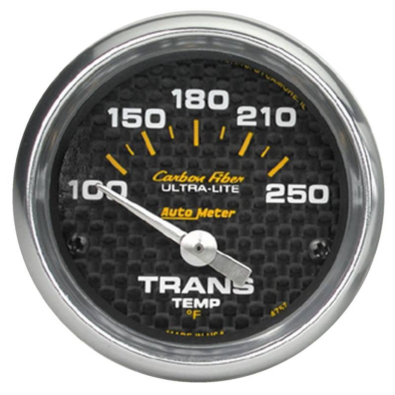 AutoMeter - AutoMeter GAUGE, TRANSMISSION TEMP, 2 1/16" , 100-250 Degrees F, ELECTRIC, CARBON FIBER 4757