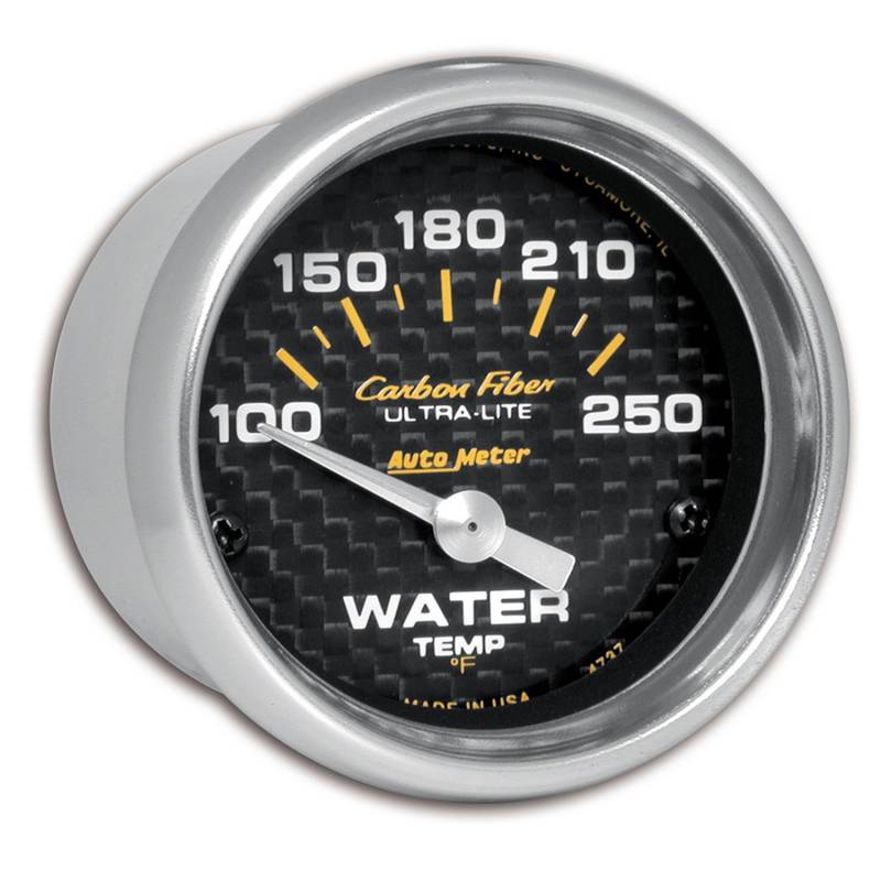 AutoMeter - AutoMeter GAUGE, WATER TEMP, 2 1/16" , 100-250 Degrees F, ELECTRIC, CARBON FIBER 4737