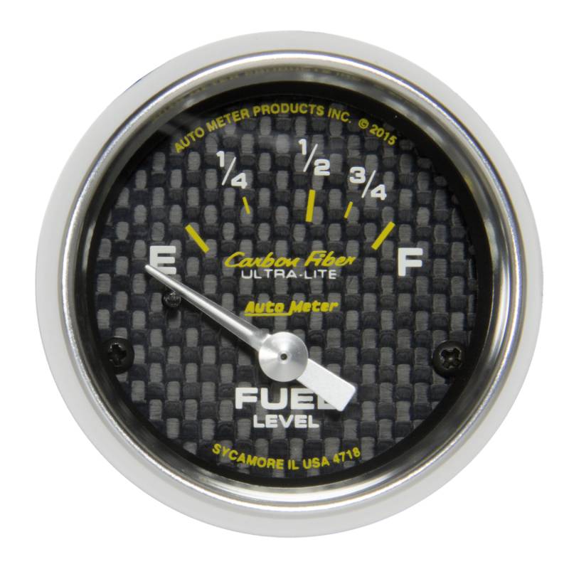 AutoMeter - AutoMeter GAUGE, FUEL LEVEL, 2 1/16" , 16OE TO 158OF, ELEC, CARBON FIBER 4718