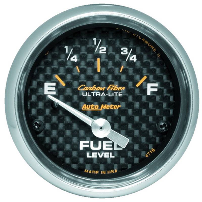 AutoMeter - AutoMeter GAUGE, FUEL LEVEL, 2 1/16" , 240OE TO 33OF, ELEC, CARBON FIBER 4716