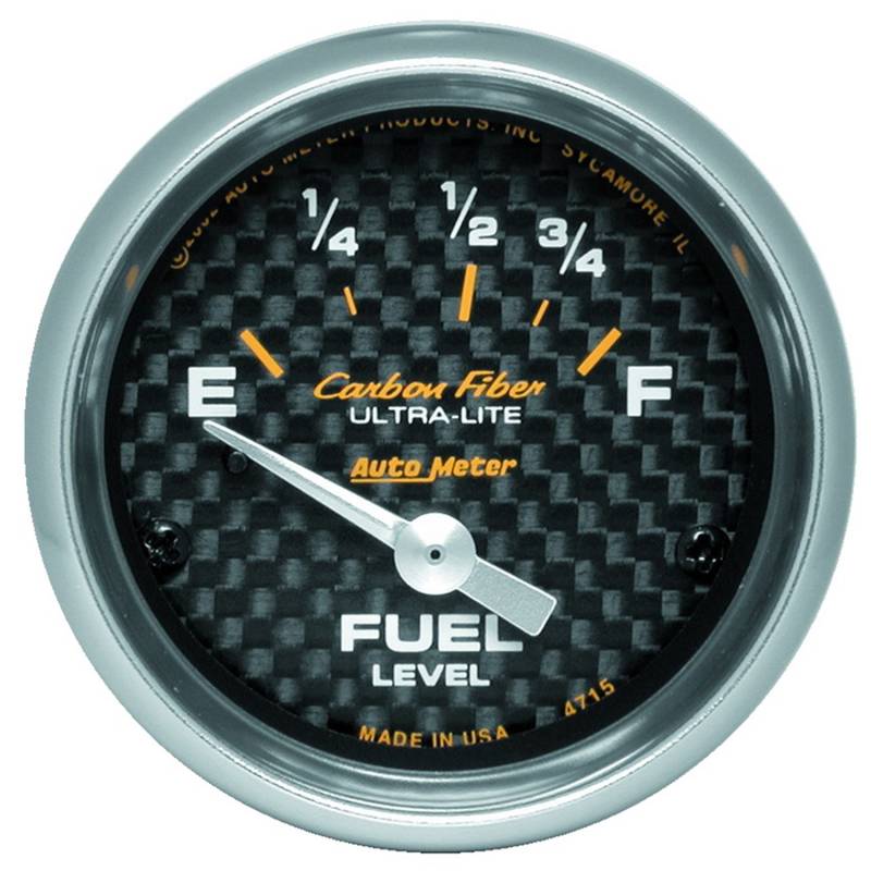 AutoMeter - AutoMeter GAUGE, FUEL LEVEL, 2 1/16" , 73OE TO 10OF, ELEC, CARBON FIBER 4715