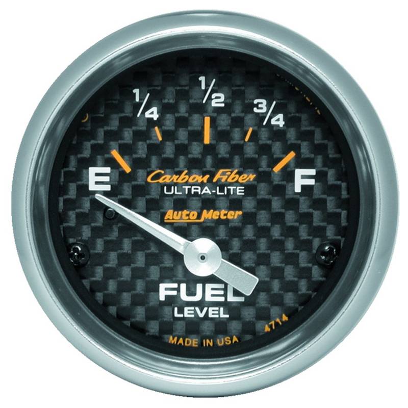 AutoMeter - AutoMeter GAUGE, FUEL LEVEL, 2 1/16" , 0OE TO 90OF, ELEC, CARBON FIBER 4714