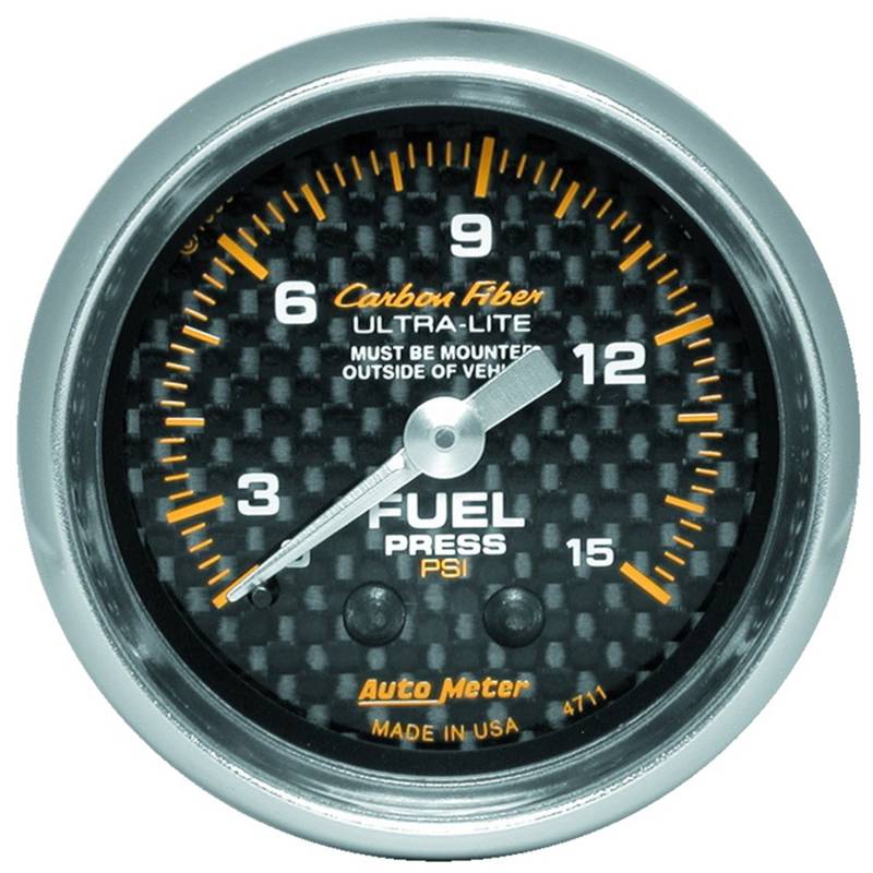 AutoMeter - AutoMeter GAUGE, FUEL PRESSURE, 2 1/16" 0-15PSI, MECHANICAL, CARBON FIBER 4711