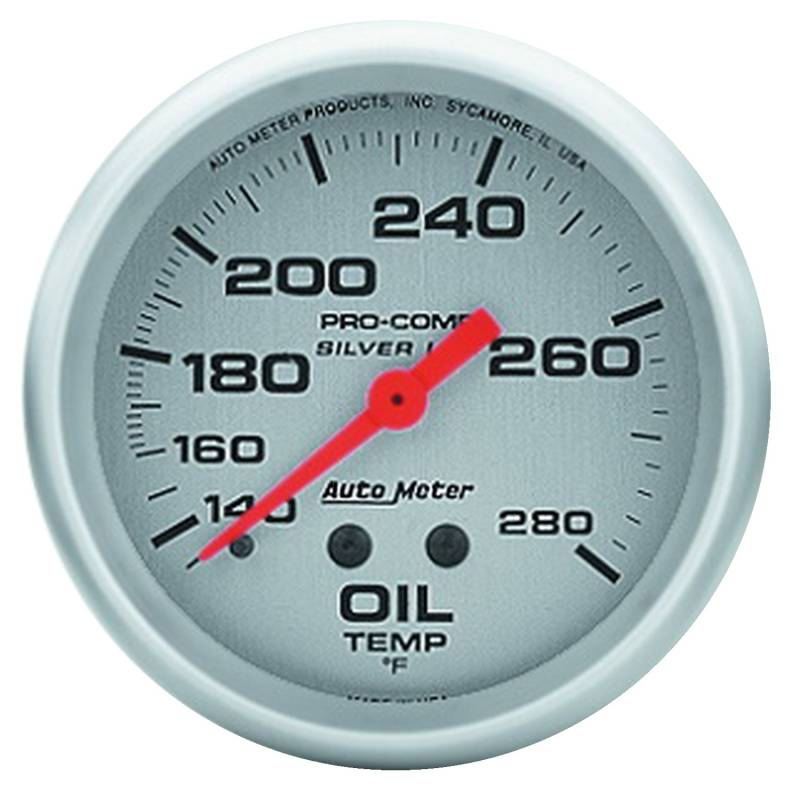 AutoMeter - AutoMeter GAUGE, OIL TEMP, 2 5/8", 140-280 Degrees F, 8FT., LIQUID FILLED MECH, ULTRA-LITE 4641